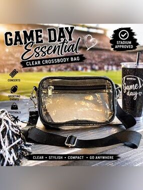 Clear Stadium Crossbody Bag Black Trim Adjustable Strap
